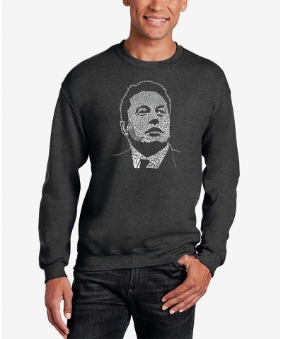 Men's Elon Musk Word Art Crew Neck Sweatshirt Gray $27.99 Sweatshirt