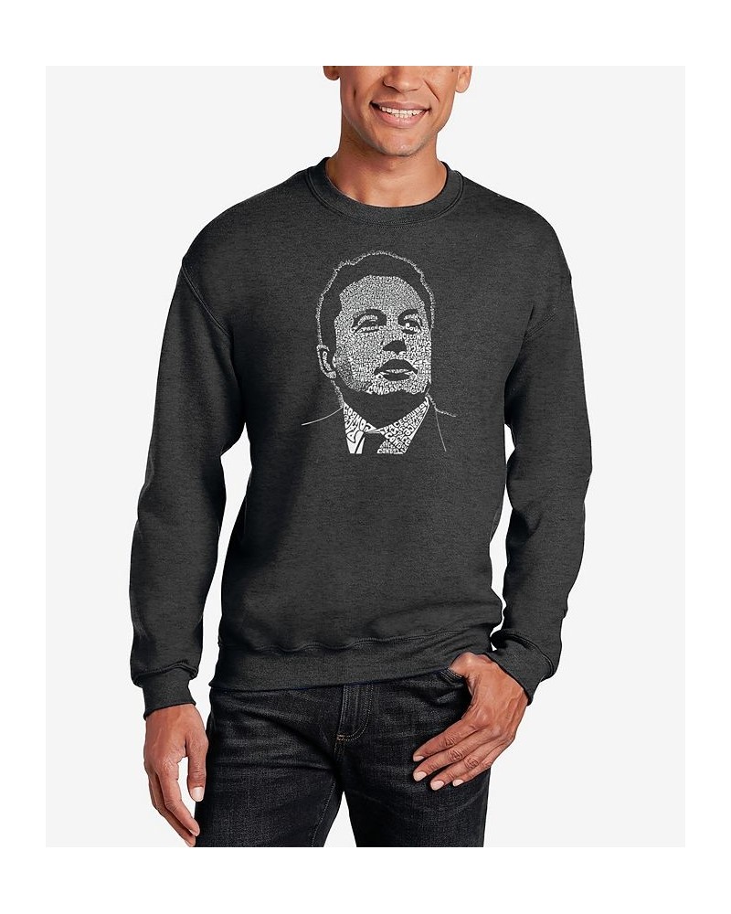 Men's Elon Musk Word Art Crew Neck Sweatshirt Gray $27.99 Sweatshirt