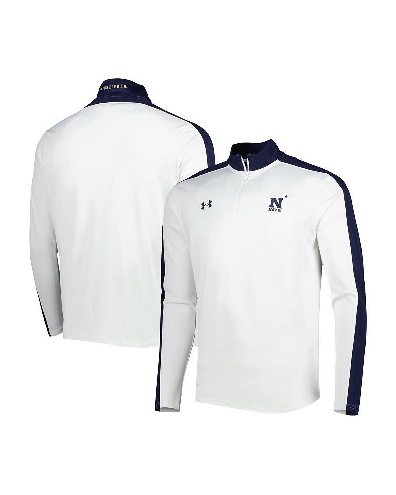 Men's White Navy Midshipmen Lightweight Mock Neck Performance Quarter-Zip Jacket $38.70 Jackets