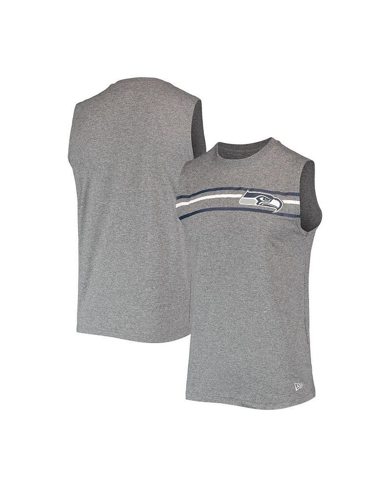 Men's Heathered Gray Seattle Seahawks Brushed Sleeveless Tank Top $20.05 T-Shirts