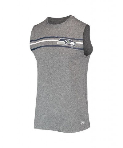 Men's Heathered Gray Seattle Seahawks Brushed Sleeveless Tank Top $20.05 T-Shirts