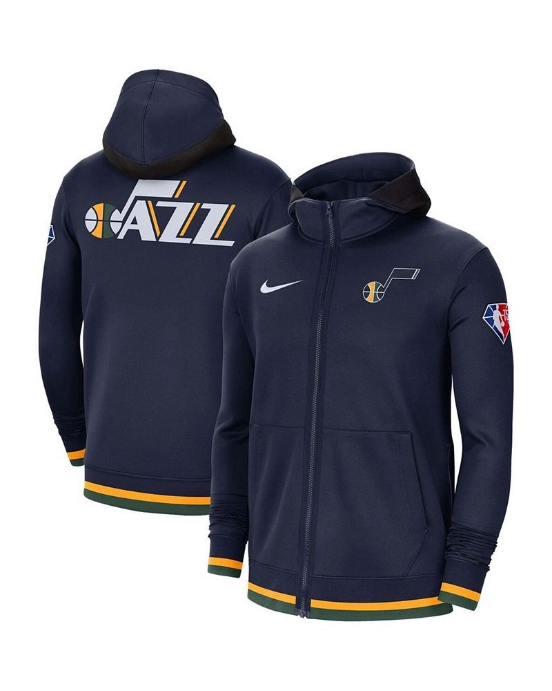 Men's Navy Utah Jazz 75th Anniversary Performance Showtime Hoodie Full-Zip Jacket Navy $80.00 Jackets