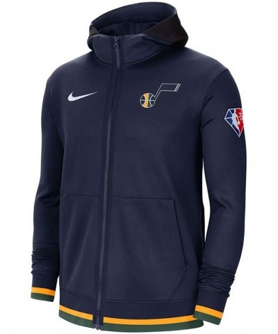 Men's Navy Utah Jazz 75th Anniversary Performance Showtime Hoodie Full-Zip Jacket Navy $80.00 Jackets