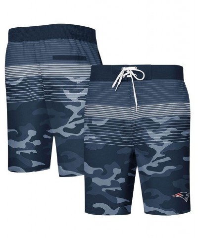 Men's Navy New England Patriots Wave Swim Trunks $20.80 Swimsuits