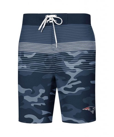 Men's Navy New England Patriots Wave Swim Trunks $20.80 Swimsuits