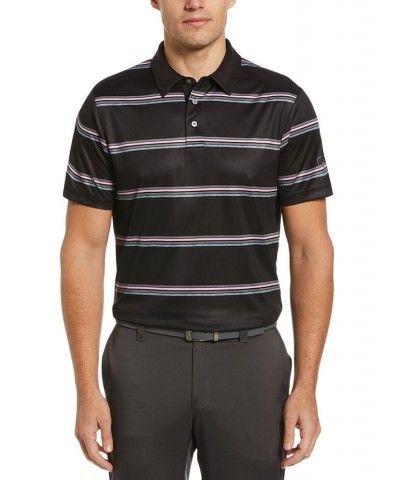 Men's Allover Space Dye Stripe Short Sleeve Golf Polo Shirt Black $20.46 Polo Shirts