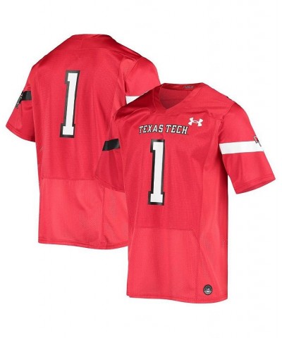 Men's 1 Red Texas Tech Red Raiders Logo Replica Football Jersey $58.80 Jersey