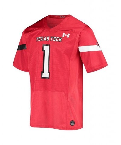 Men's 1 Red Texas Tech Red Raiders Logo Replica Football Jersey $58.80 Jersey