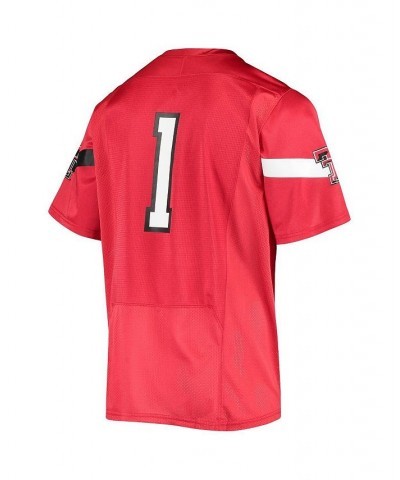 Men's 1 Red Texas Tech Red Raiders Logo Replica Football Jersey $58.80 Jersey