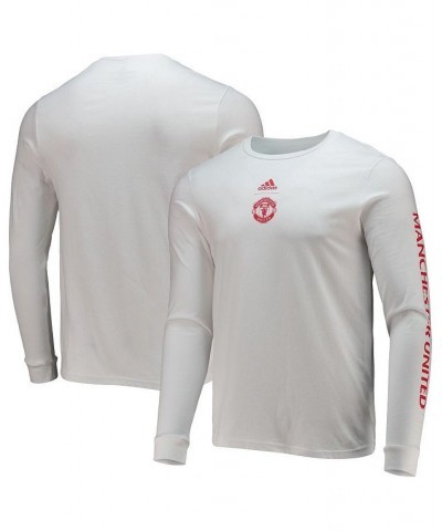 Men's White Manchester United Crest Long Sleeve T-shirt $15.99 T-Shirts