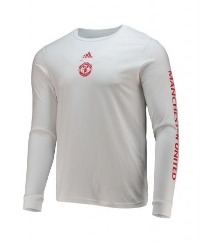 Men's White Manchester United Crest Long Sleeve T-shirt $15.99 T-Shirts