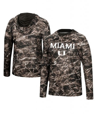 Men's Black Miami Hurricanes Mossy Oak SPF 50 Performance Long Sleeve Hoodie T-shirt $29.25 T-Shirts