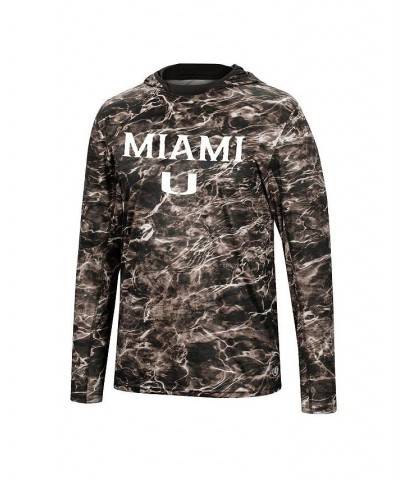 Men's Black Miami Hurricanes Mossy Oak SPF 50 Performance Long Sleeve Hoodie T-shirt $29.25 T-Shirts