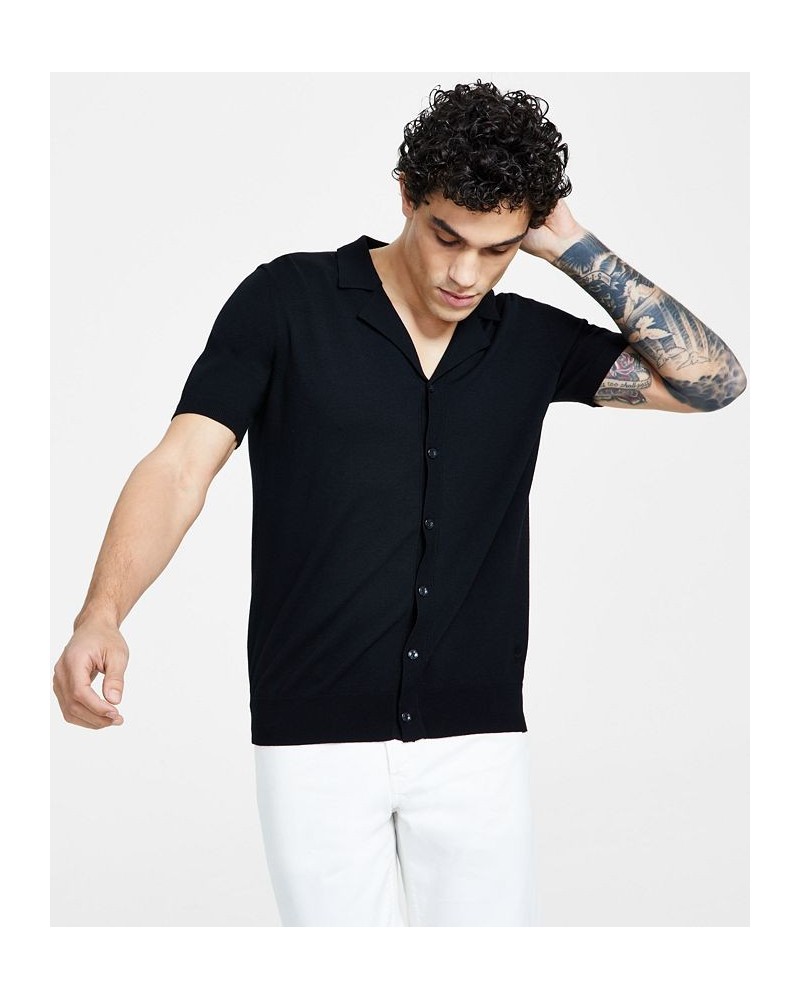 Men's Retro Classic-Fit Short-Sleeve Cardigan Black $68.00 Polo Shirts