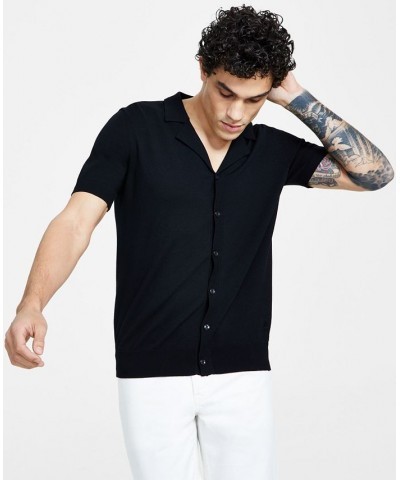 Men's Retro Classic-Fit Short-Sleeve Cardigan Black $68.00 Polo Shirts