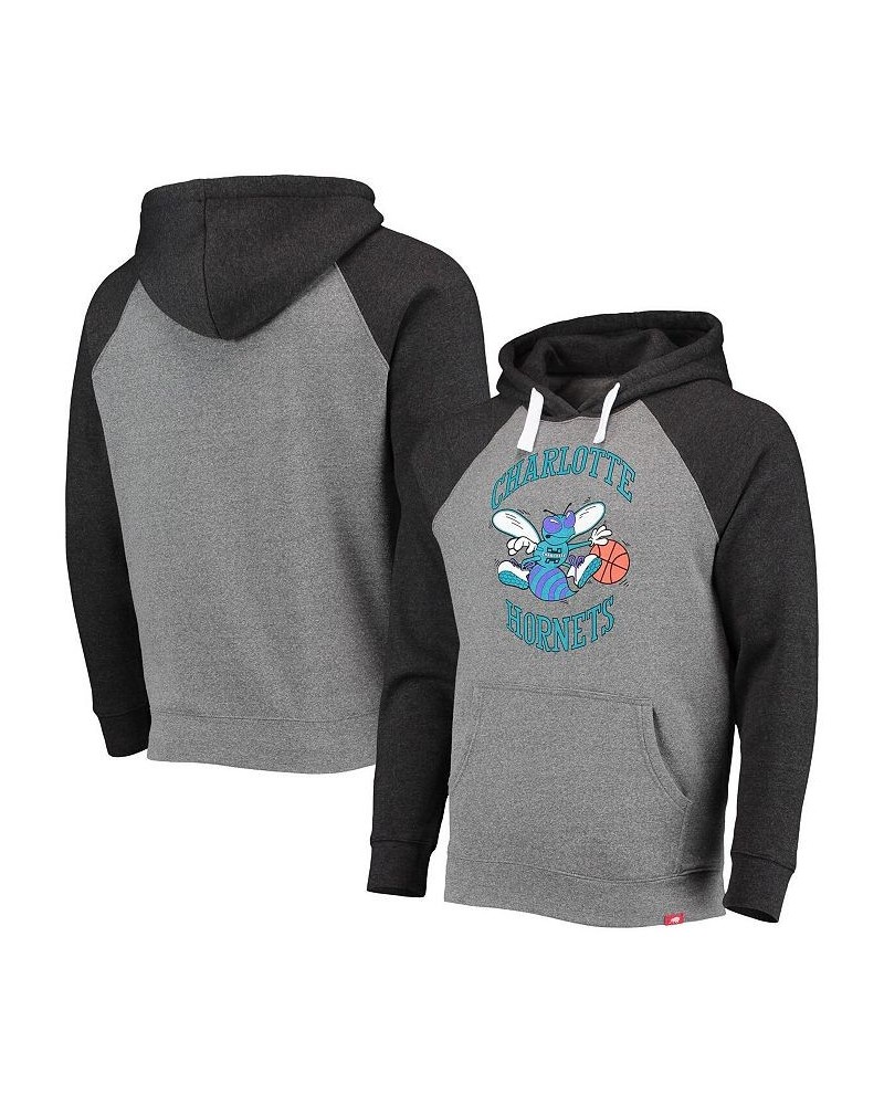 Men's Heathered Gray, Black Charlotte Hornets Olsen Colorblock Raglan Tri-Blend Pullover Hoodie $32.85 Sweatshirt