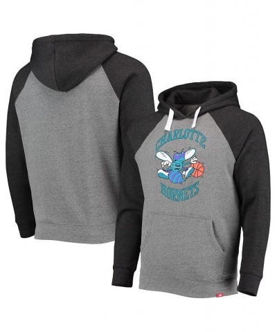 Men's Heathered Gray, Black Charlotte Hornets Olsen Colorblock Raglan Tri-Blend Pullover Hoodie $32.85 Sweatshirt