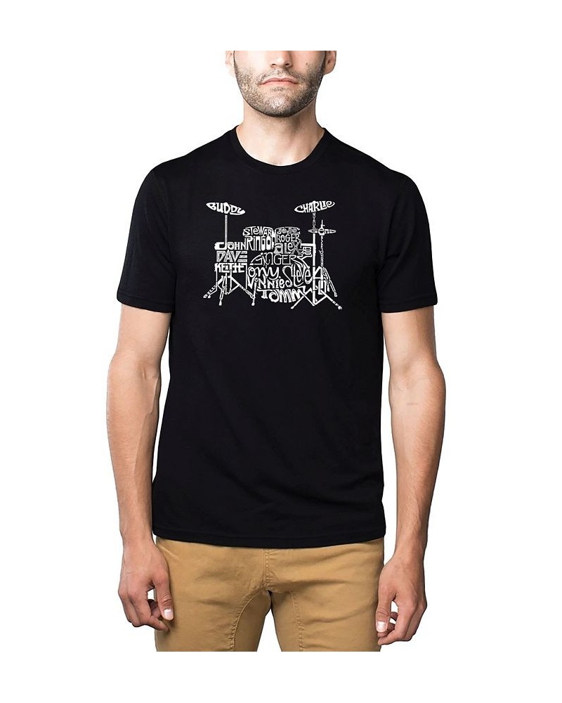 Mens Premium Blend Word Art T-Shirt - Drums Black $26.54 T-Shirts