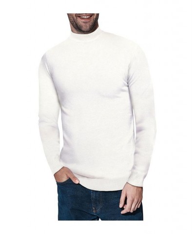 Men's Basic Mock Neck Midweight Pullover Sweater Off White $35.10 Sweaters