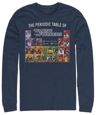 Men's Transformers Periodic Long Sleeve T-shirt Blue $16.40 T-Shirts