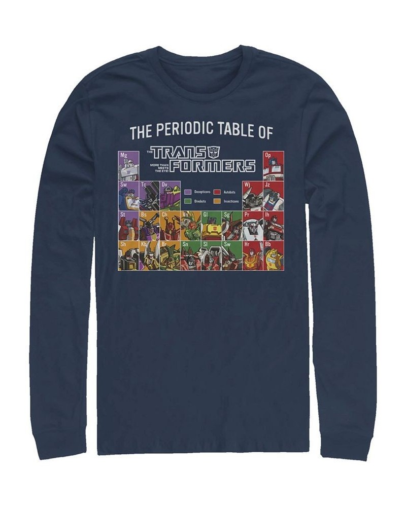 Men's Transformers Periodic Long Sleeve T-shirt Blue $16.40 T-Shirts