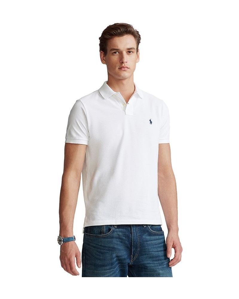 Men's Custom Slim Fit Mesh Polo White $56.40 Polo Shirts