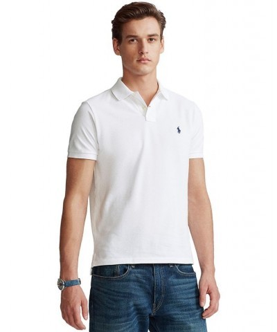 Men's Custom Slim Fit Mesh Polo White $56.40 Polo Shirts