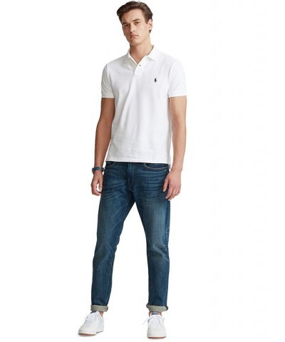 Men's Custom Slim Fit Mesh Polo White $56.40 Polo Shirts