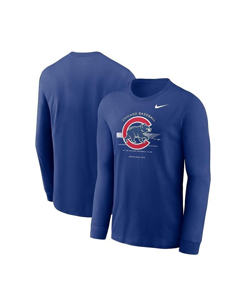 Men's Royal Chicago Cubs Over Arch Performance Long Sleeve T-shirt $21.00 T-Shirts