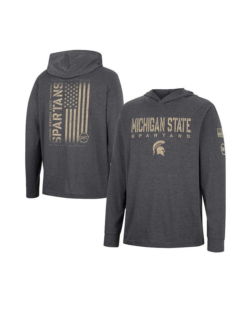 Men's Charcoal Michigan State Spartans Team OHT Military-Inspired Appreciation Hoodie Long Sleeve T-shirt $28.59 T-Shirts