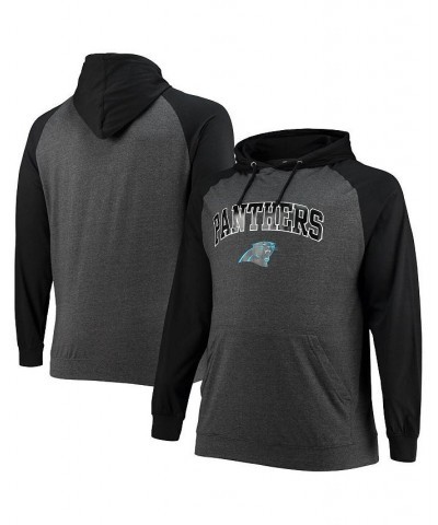 Men's Branded Black, Heathered Charcoal Carolina Panthers Big and Tall Lightweight Raglan Pullover Hoodie $21.62 Sweatshirt