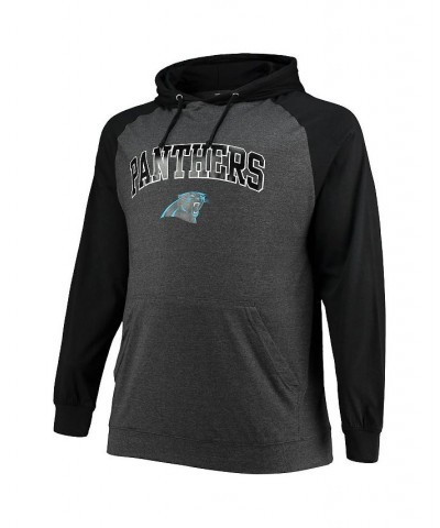 Men's Branded Black, Heathered Charcoal Carolina Panthers Big and Tall Lightweight Raglan Pullover Hoodie $21.62 Sweatshirt