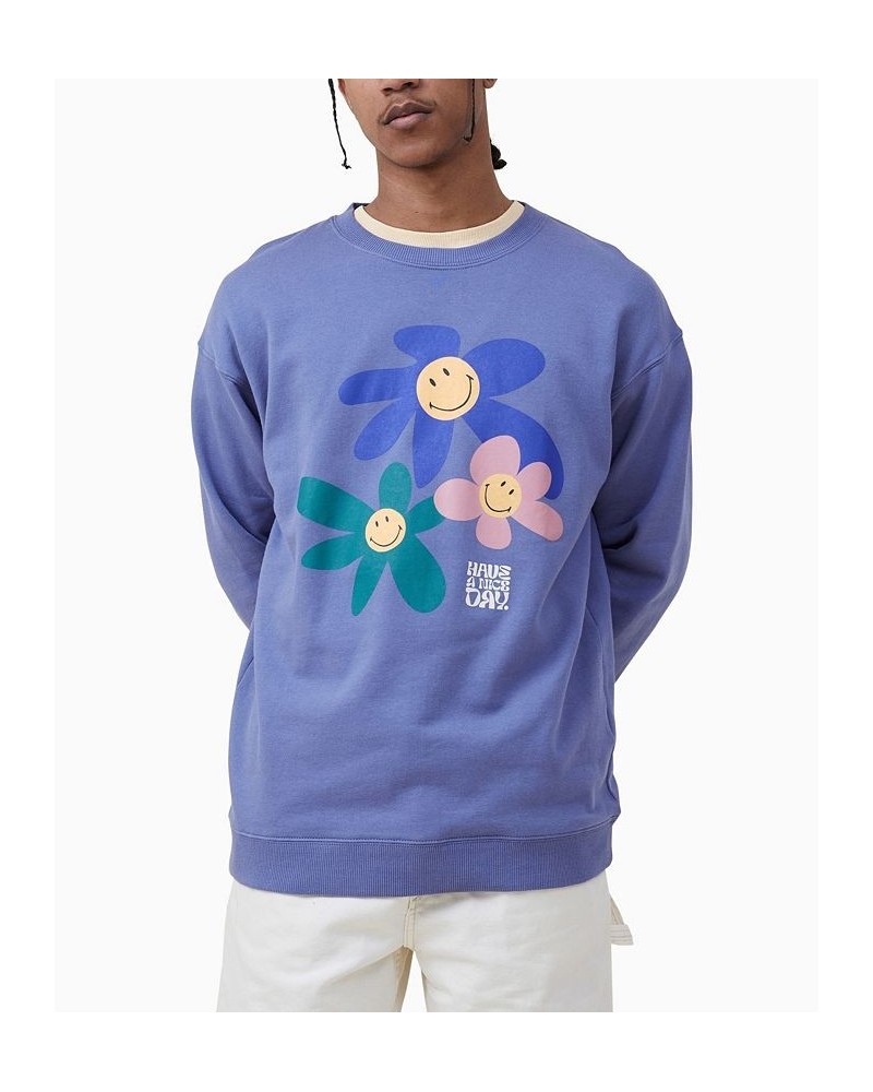 Men's Smiley Crew Fleece Sweatshirt Blue Flint, Smiley - Have A Nice Day $27.50 Sweatshirt