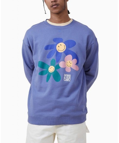 Men's Smiley Crew Fleece Sweatshirt Blue Flint, Smiley - Have A Nice Day $27.50 Sweatshirt