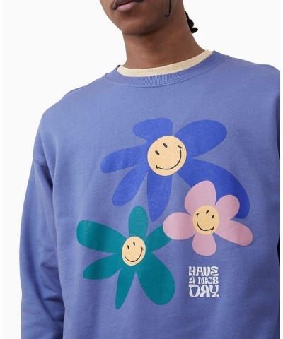 Men's Smiley Crew Fleece Sweatshirt Blue Flint, Smiley - Have A Nice Day $27.50 Sweatshirt