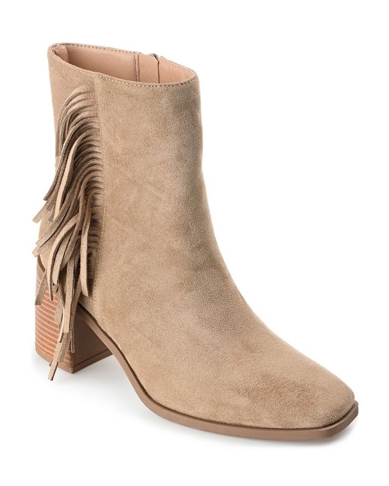 Women's Noriah Fringe Bootie Tan/Beige $42.00 Shoes