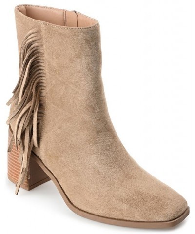 Women's Noriah Fringe Bootie Tan/Beige $42.00 Shoes