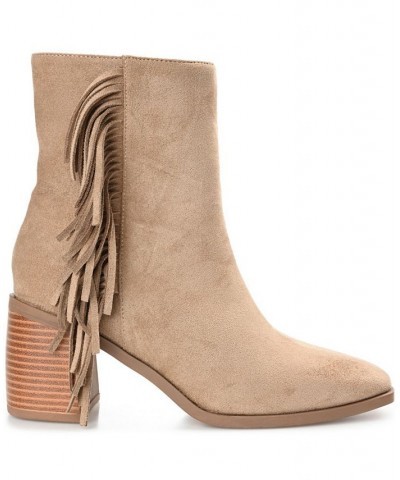 Women's Noriah Fringe Bootie Tan/Beige $42.00 Shoes