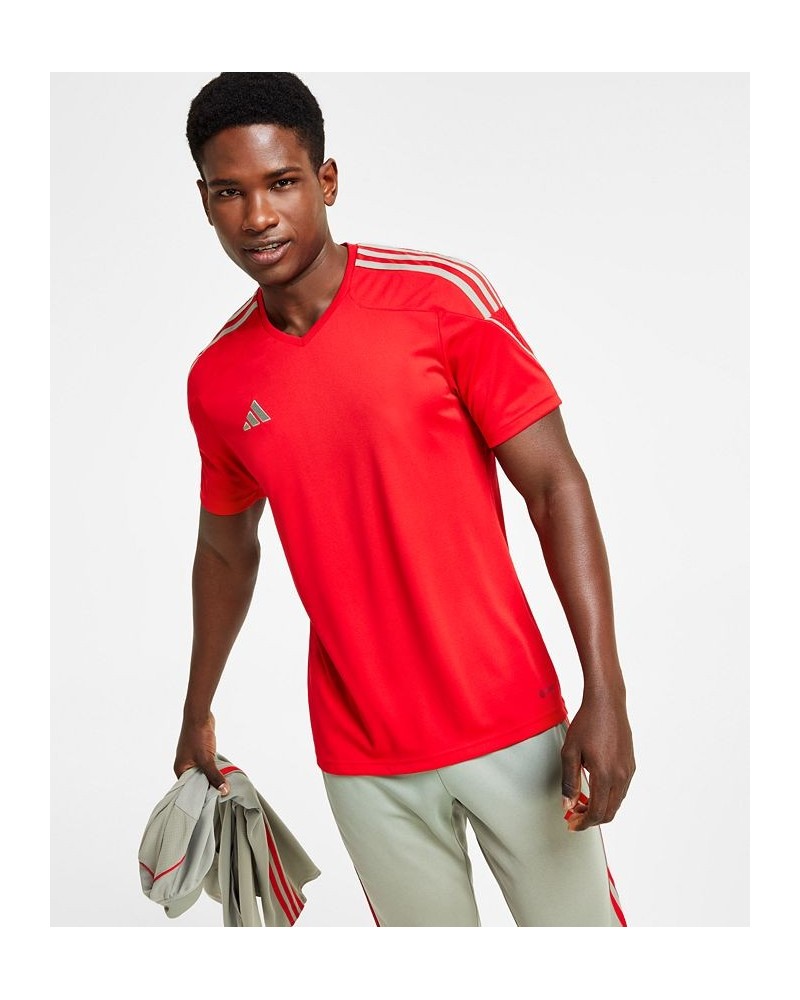 Men's Tiro 23 League Slim-Fit Performance 3-Stripes T-Shirt Red $19.35 T-Shirts