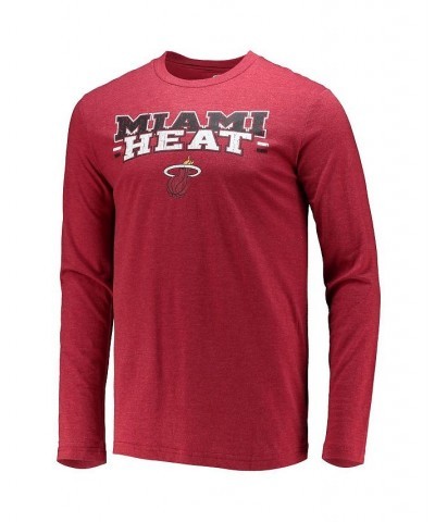 Men's Black, Red Miami Heat Long Sleeve T-shirt and Pants Sleep Set $22.00 Pajama