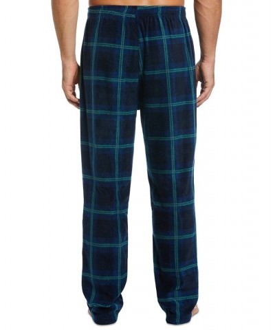 Men's Windowpane Plaid Textured Fleece Pajama Pants Green $14.24 Pajama