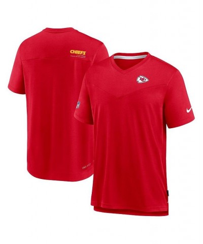 Men's Red Kansas City Chiefs 2022 Sideline Coach Chevron Lock Up Performance V-Neck T-shirt $35.74 T-Shirts