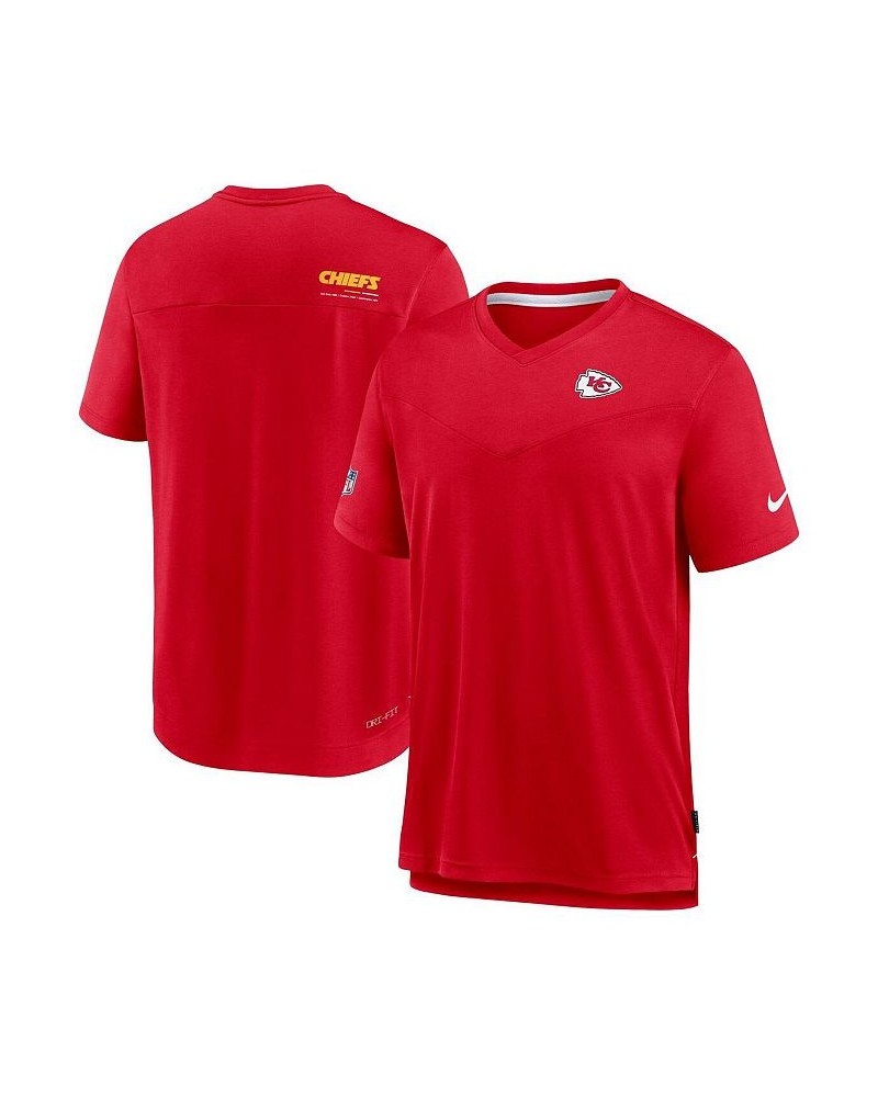 Men's Red Kansas City Chiefs 2022 Sideline Coach Chevron Lock Up Performance V-Neck T-shirt $35.74 T-Shirts