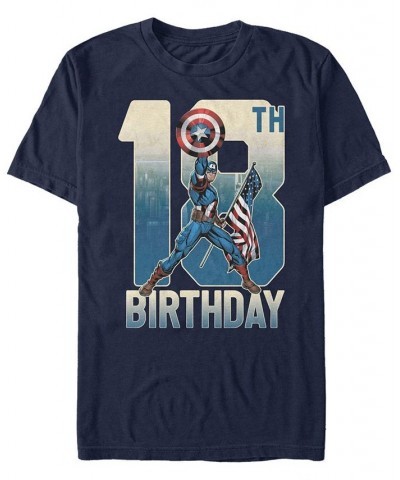 Men's Marvel Captain America 18th Birthday Short Sleeve T-Shirt Blue $19.24 T-Shirts