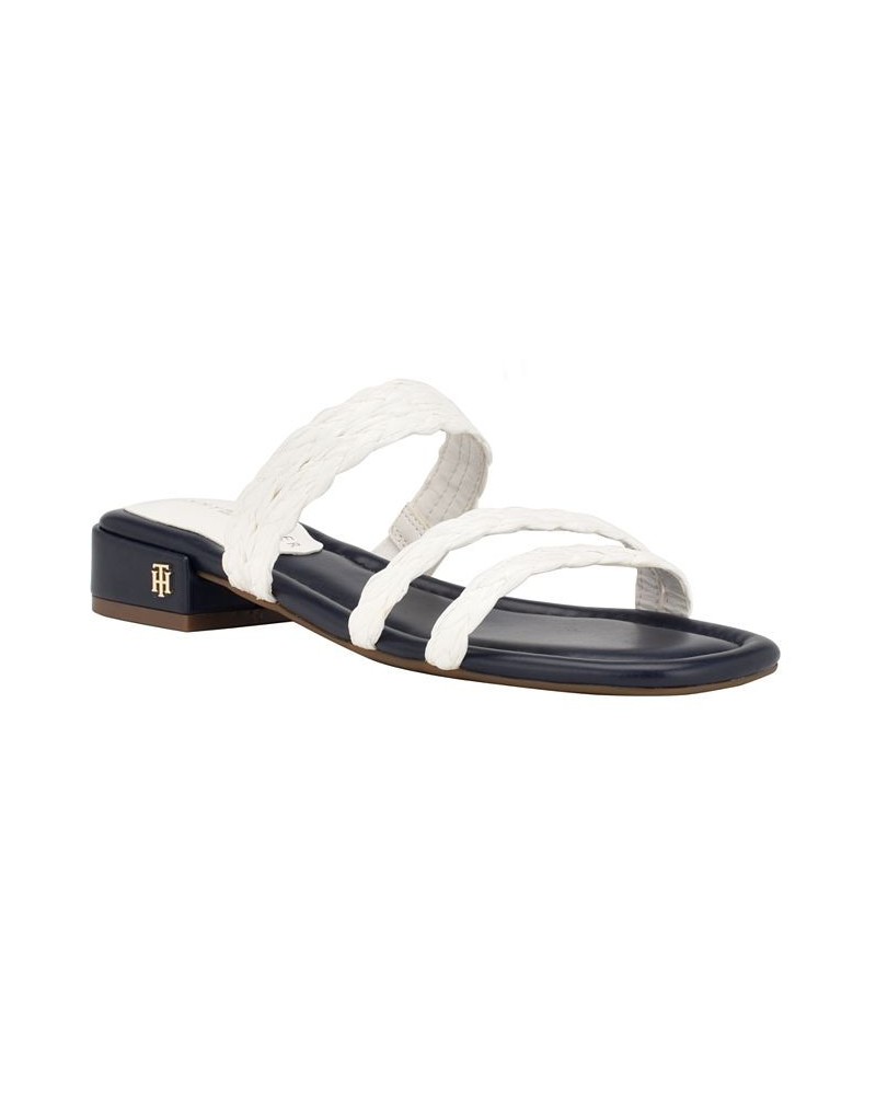 Women's Olise Flat Slip-on Dress Sandals White $38.71 Shoes