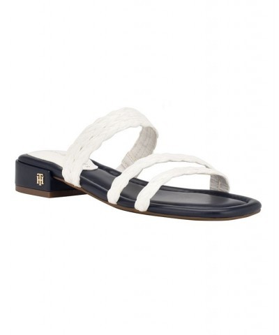 Women's Olise Flat Slip-on Dress Sandals White $38.71 Shoes