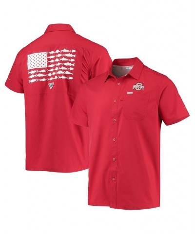 Men's Scarlet Ohio State Buckeyes Slack Tide Camp Button-Up Shirt $24.20 Shirts