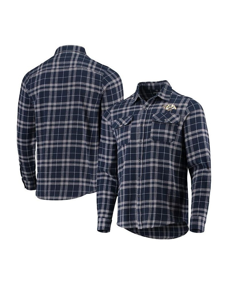 Men's Navy, Gray Nashville Predators Stance Plaid Button-Up Long Sleeve Shirt $24.38 Shirts