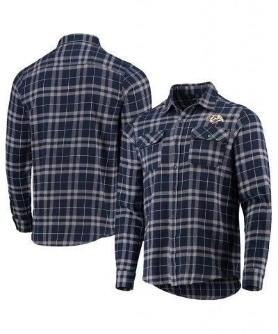 Men's Navy, Gray Nashville Predators Stance Plaid Button-Up Long Sleeve Shirt $24.38 Shirts