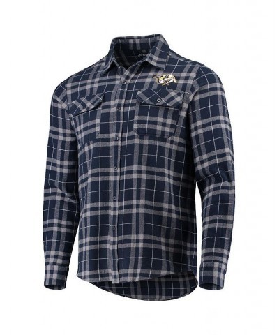 Men's Navy, Gray Nashville Predators Stance Plaid Button-Up Long Sleeve Shirt $24.38 Shirts